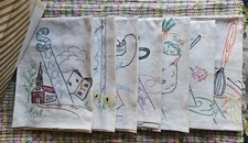 Vintage Hand Embroidered Flour Sack Days Of The Week Chores Lee Wards NIB Set