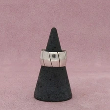 sterling silver vintage wide striped band ring size 5.5