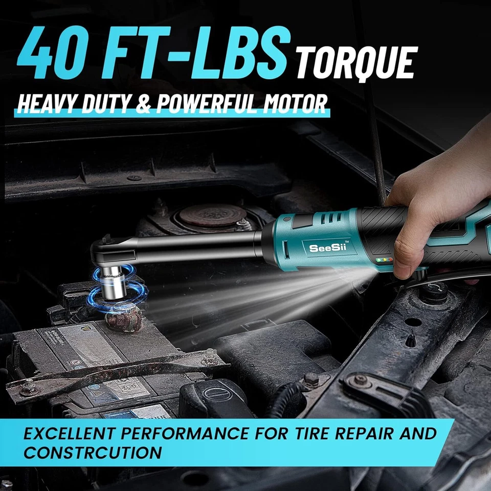 Seesii 1/2" 3/8" verlängerter elektrischer Ratschenschlüssel Impact Wrench Gun - Bild 4 von 4