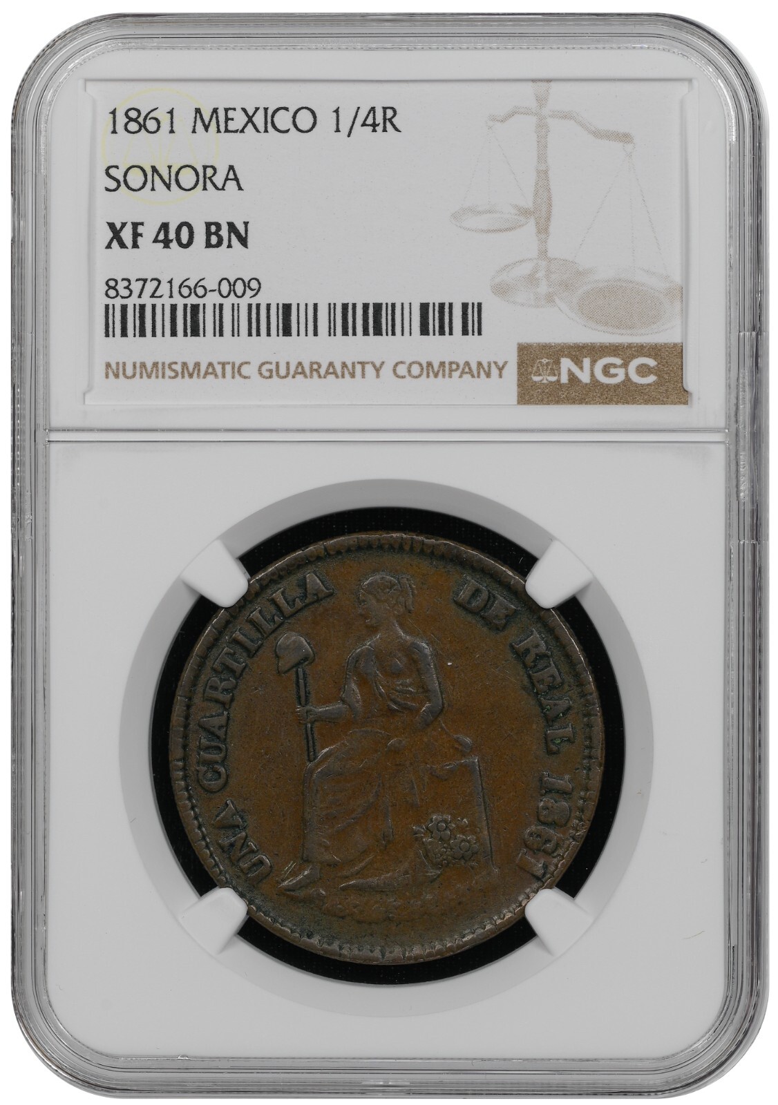1861 México 1/4 Real Sonora Hermosilla XF 40 BN KM 365
