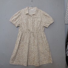 J Crew Shirt Dress Plus 14 Animal Print Short Sleeve Collared Mini Puff Sleeve