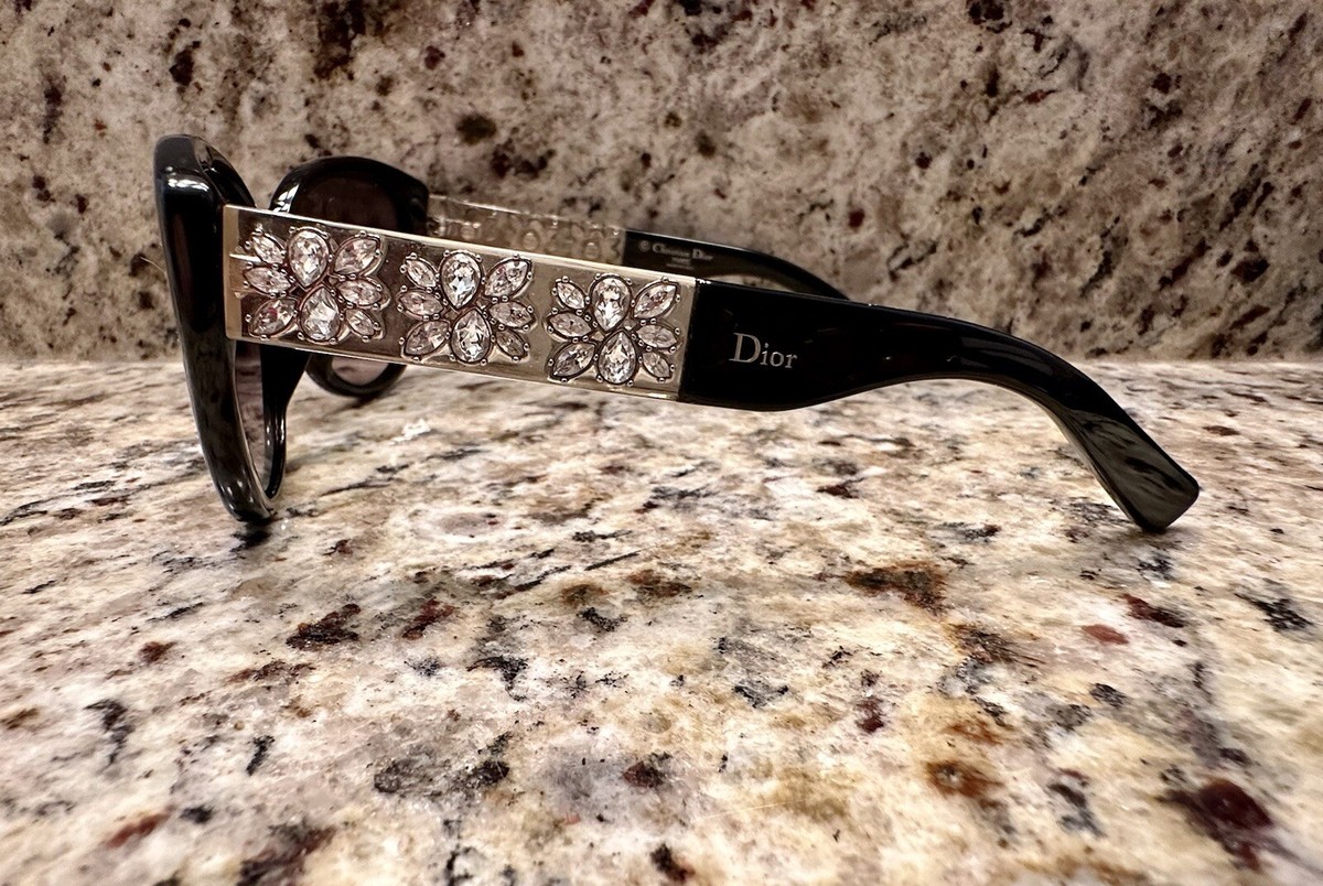 Christian Dior Mystere Sunglasses Crystal Black Frames RARE