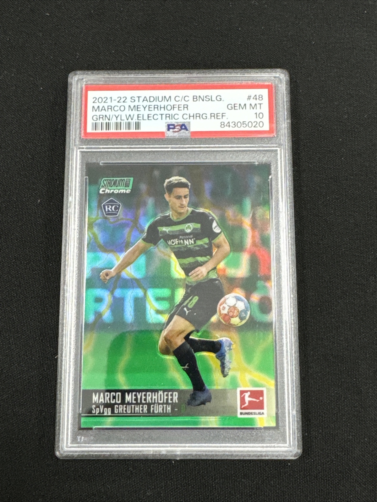 2021 Stadium Club Chrome Marco Meyerhofer #48 Green Yellow Rookie /75 PSA 10