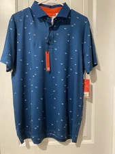 NEW Redvanly Fullerton Butterfly Golf Polo Mens M Admiral Blue Stretch Wicking