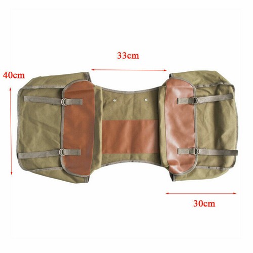 Canvas Leather Double Panniers Saddle Bag Bike Bicycle Cycle Rear Seat Pack - Picture 4 of 13