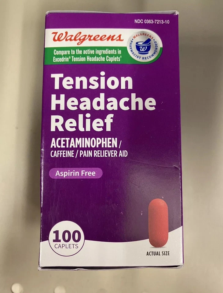 Walgreens Tension Headache 500mg~Compare Excedrin 100 Caplets~Exp.07/2026 - Image 3 of 4