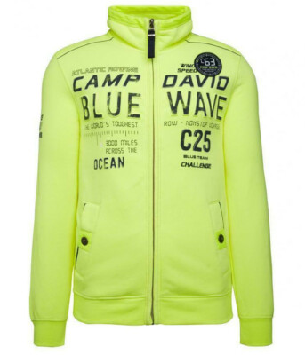 NEU  CAMP DAVID  SWEATJACKE PULLOVER Gr. L MIT PRÄGUNG- PRINT NEON LIME