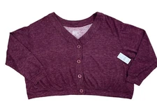 Jockey Lounge Sweater Sz 3X Ribbed Microfiber Stretch Button Up Maroon L/S NWT