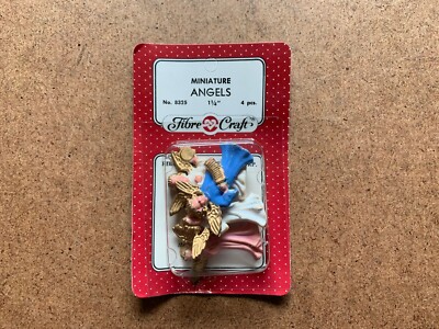 VINTAGE FIBRE CRAFT MINI ANGEL MINIATURE FIGURES 4 PCS MADE IN HONG KONG