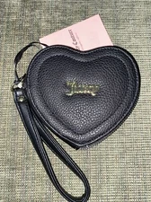 JUICY COUTURE ~OFF THE CHAIN HEART COIN CASE~WRISTLET BLACK JUICY LOGO~ UNIQUE!