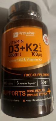 Vitamin K2 MK7 100mcg and D3 Menaquinone 180 Tabs D3 5000 IU Non GMO Prowise