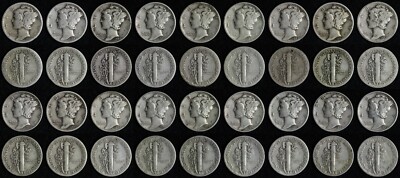マーキュリーダイム　16枚セット 1916-1945 Mercury Dime Set 76 Coins! Nice Circulated Set! (NO 16-D