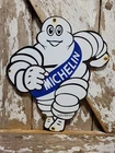 VINTAGE MICHELIN MAN SIGN 16" TIRE AUTOMOBILE CAR PART SUPPLY OLD PORCELAIN SIGN