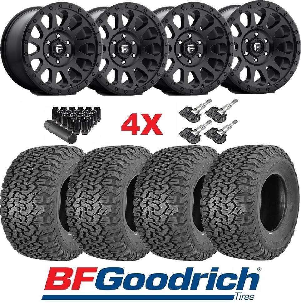 FUEL VECTOR BLACK WHEELS RIMS TIRES 265 65 17 AT BFGOODRICH KO2