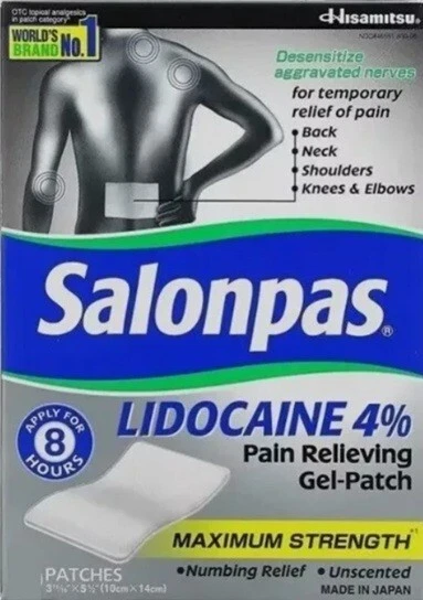 Salonpas Pain Relief 6 Patch Gel Large ( 10x14cm ) Maximum Strength Exp.03/2028