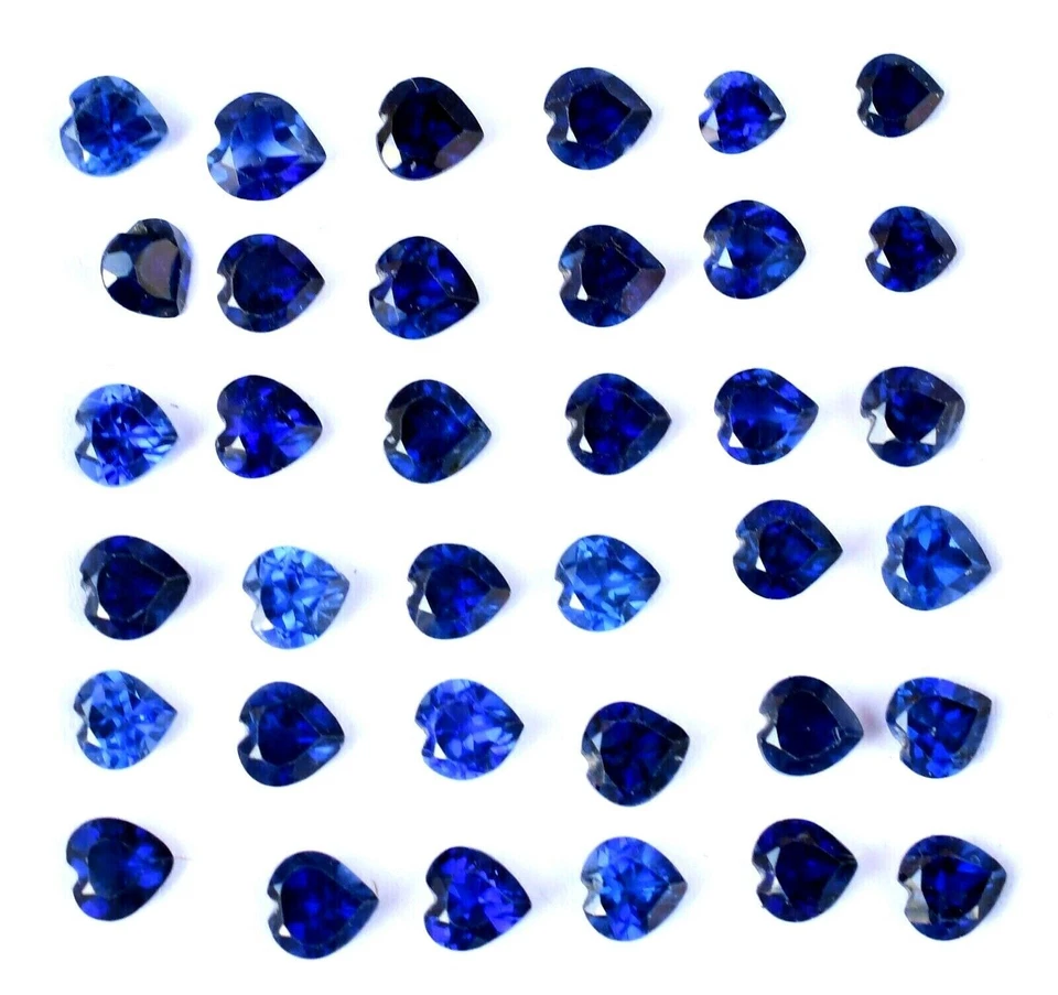 36 Pcs Blue Sapphire HEART 19.95 Ct Certified 4.90 mm Treated Gemstone - Image 3 of 4