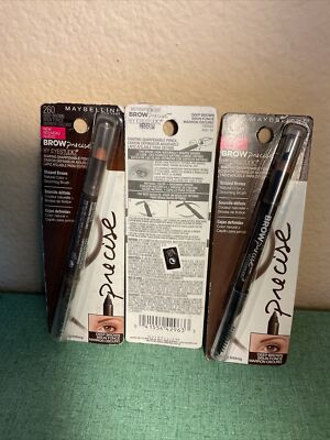 3x Maybelline Brow Precise Shaping Eyebrow Pencil #260 Deep Brown