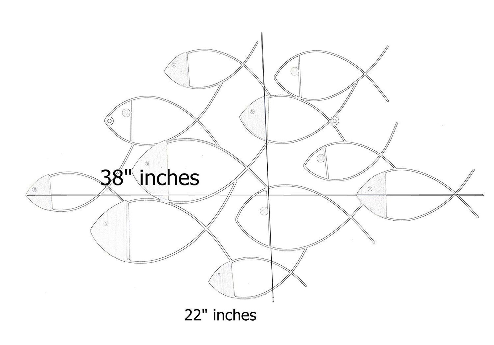 Bellaa School of Fish Modern Metal Wall Art Golden Coastal Nautical Beach Boa...