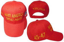 Trump Make America Great Again 45-47 Red Adjustable Embroidered Cap Hat