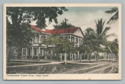 Casa Cural PUNTARENAS Costa Rica ~ Antique Hand Colored Postcard 1910s