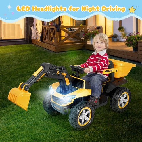 12V Elektroauto Kinder Sitzbagger mit Lenkbarer Schaufel Hupe Rutschauto Remote - Bild 13 von 13