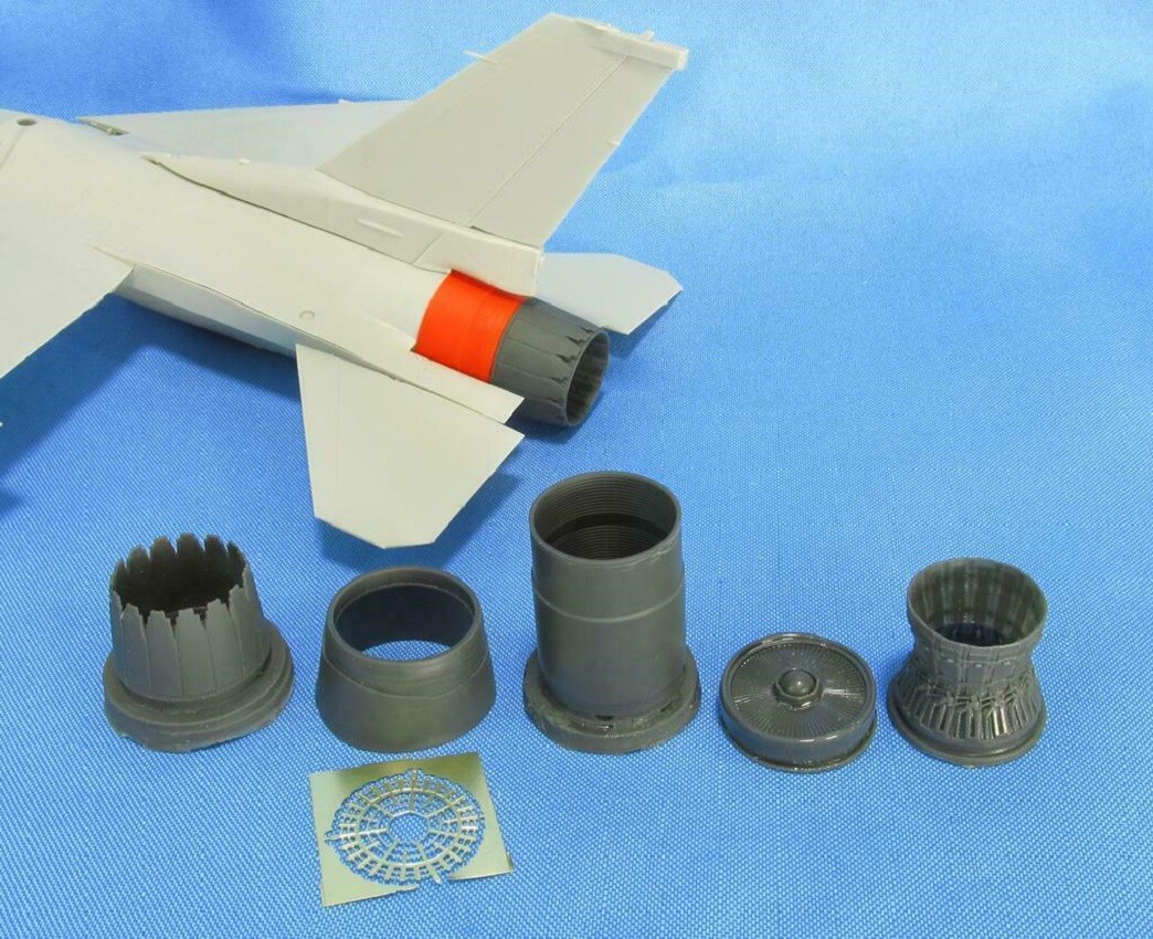 F-16 F100 Engine Afterburner Nozzle Set (Tamiya), 1/48 Metallic