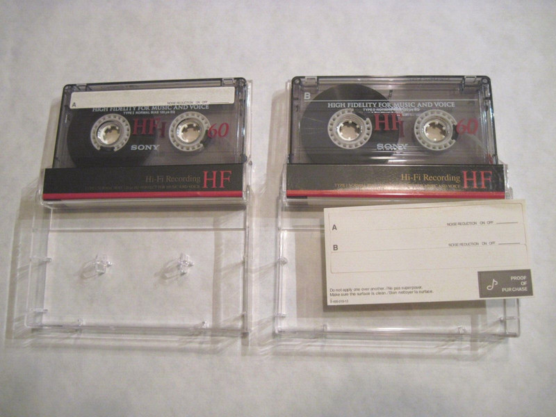 Two Used SONY High Fidelity HF 60 Minute Type I Blank Cassette Tapes