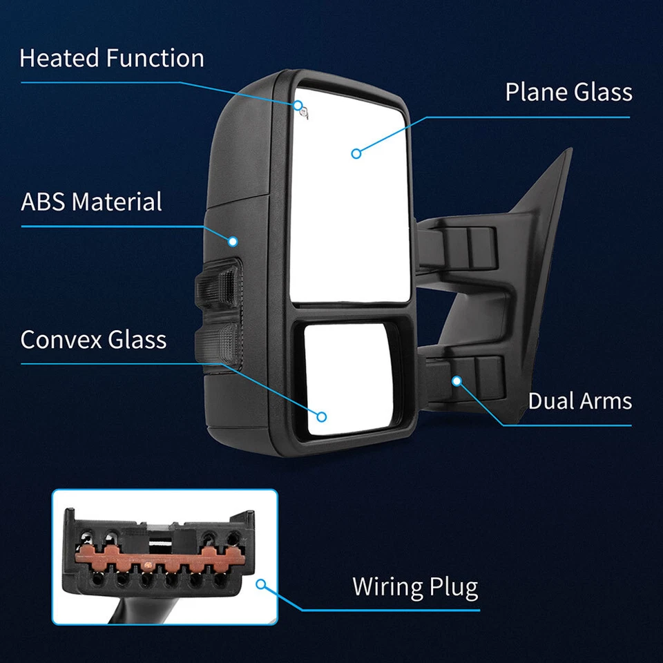 Espejos retrovisores eléctricos térmicos para Ford F250-F550 Super Duty 99-07 señal de giro de humo Foto 3 de 4