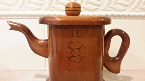 Handgefertigte Holz Teebeutel Halter/Schublade Teekanne Form 7" Höhe gebraucht - Bild 2 von 11