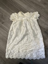 Baby Girl Toddler Formal White Dress Embroidered Lace Collar Vintage