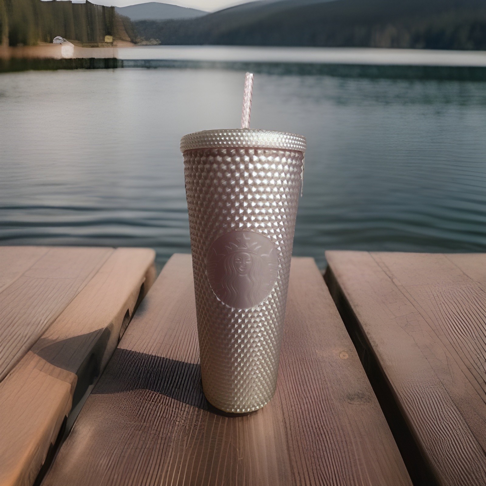 Starbucks Tumbler Soft Pink Studded Bling 24oz Venti Travel Cup- New