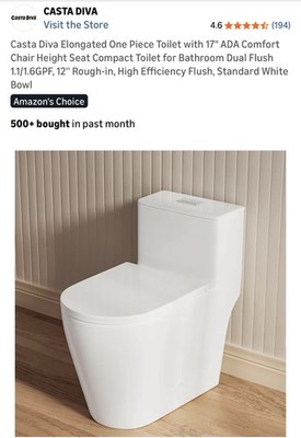 Casta Diva Elongated with 17'' ADA Comfort Chair Height Seat Compact Toilet