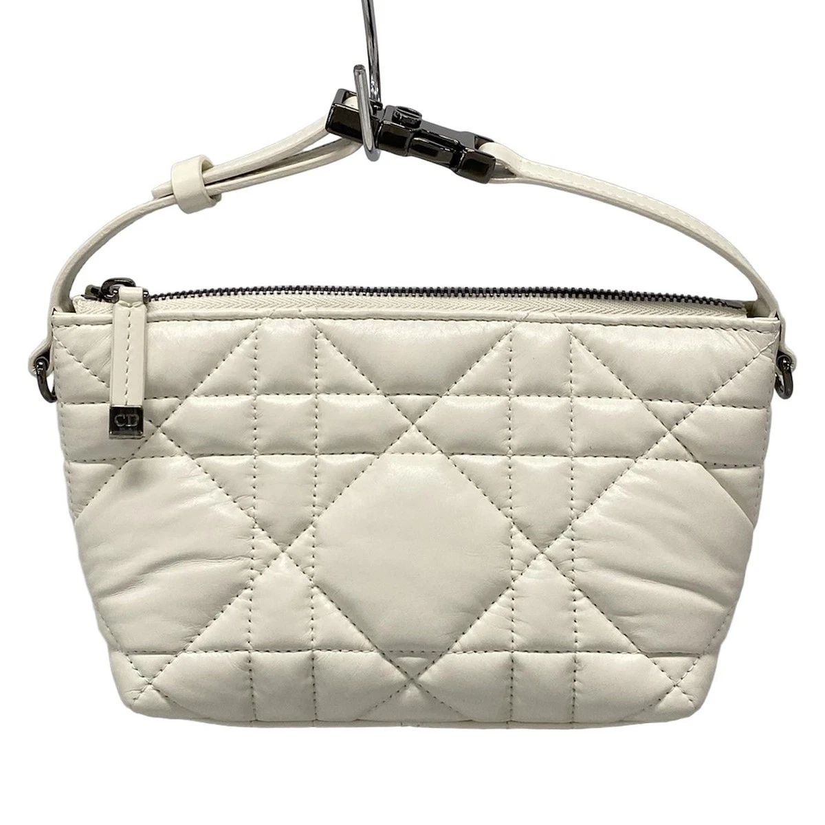 Authentique sac à main DIOR/ChristianDior point cannage cuir blanc