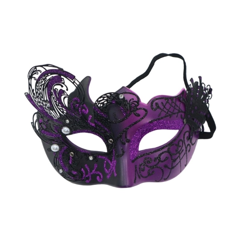 Lace Painted Half Face Party Mask Metal Edging Fashion Costume Mask for ...
