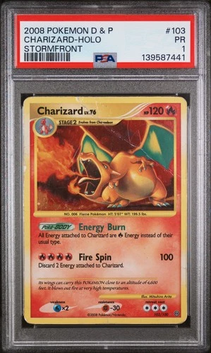 2008 POKEMON DIAMOND & PEARL STORMFRONT #103 CHARIZARD-HOLO PSA 1