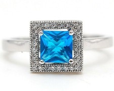 1CT Blue Topaz  Topaz 925 Solid Sterling Silver Ring Jewelry Sz 6 NB2-5