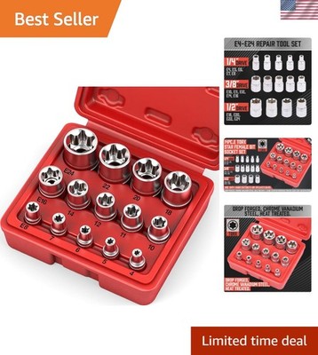 14-Piece E-TORX Socket Set in Chrome Vanadium Steel - Precision Torque Tools