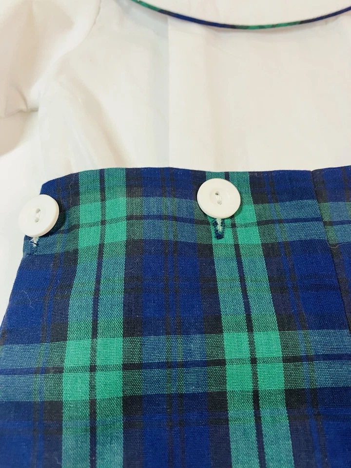 Maglione corto vintage Chabre ragazzo 12 M a quadri tartan vestito 2 pezzi made in USA - Immagine 4 di 4