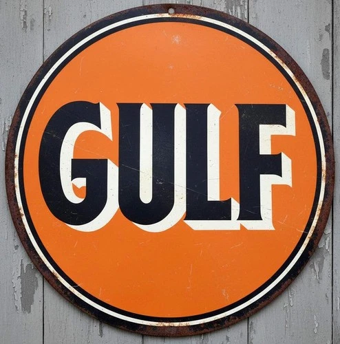 Gulf Oil 8" Diameter Vintage Novelty Metal Sign Made In USA New!