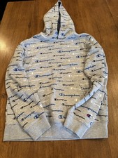 Boys Champion Logo Hoodie, Grey/Multi, XL