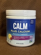 Natural Vitality CALM Plus Calcium Raspberry Lemon - 8oz - New/Sealed Ships Fast