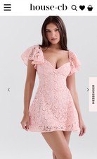 House of CB Verity Pink Floral Lace Mini Dress XS