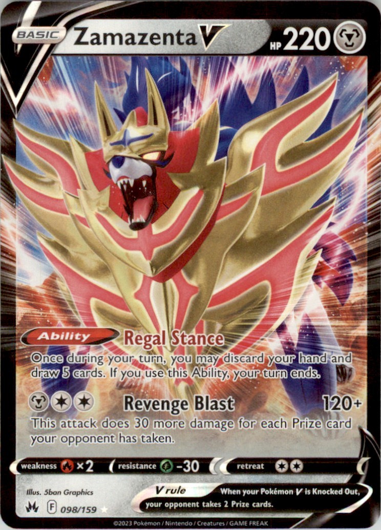 2023 Pokemon Sword & Shield - Crown Zenith #98 Zamazenta V Holofoil