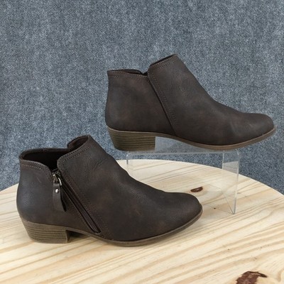 Arizona Boots Womens 11 W Galen Casual Side Zip Ankle Bootie Brown Faux Leather