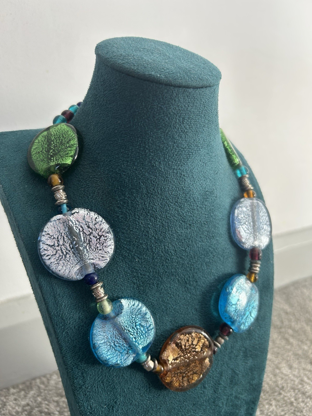 Collar Length Multicoloured Flat Round Glass Bead… - image 8