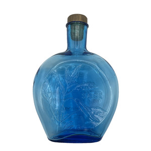 Vintage Clevenger Brothers Sage Herb Blue Glass Bottle Embossed 6 3/4"