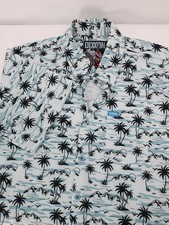 Dixxon Hawaiian Shirt Mens XL Moorea Button Up Palm Tree Short Sleeve Stretch