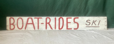 Vintage Boat Rides Ski Wood Sign Lake Lodge 10x72 Old Camp Cottage 223-26E
