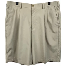 Pro Tour CoolPlay Shorts Mens 34 Khaki Beige Dress Golf Performance Pleated Son