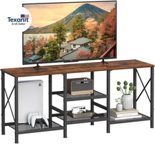 Soporte de TV para TV de 55 pulgadas, centro de entretenimiento con estantes abiertos de 3 niveles, consola de TV